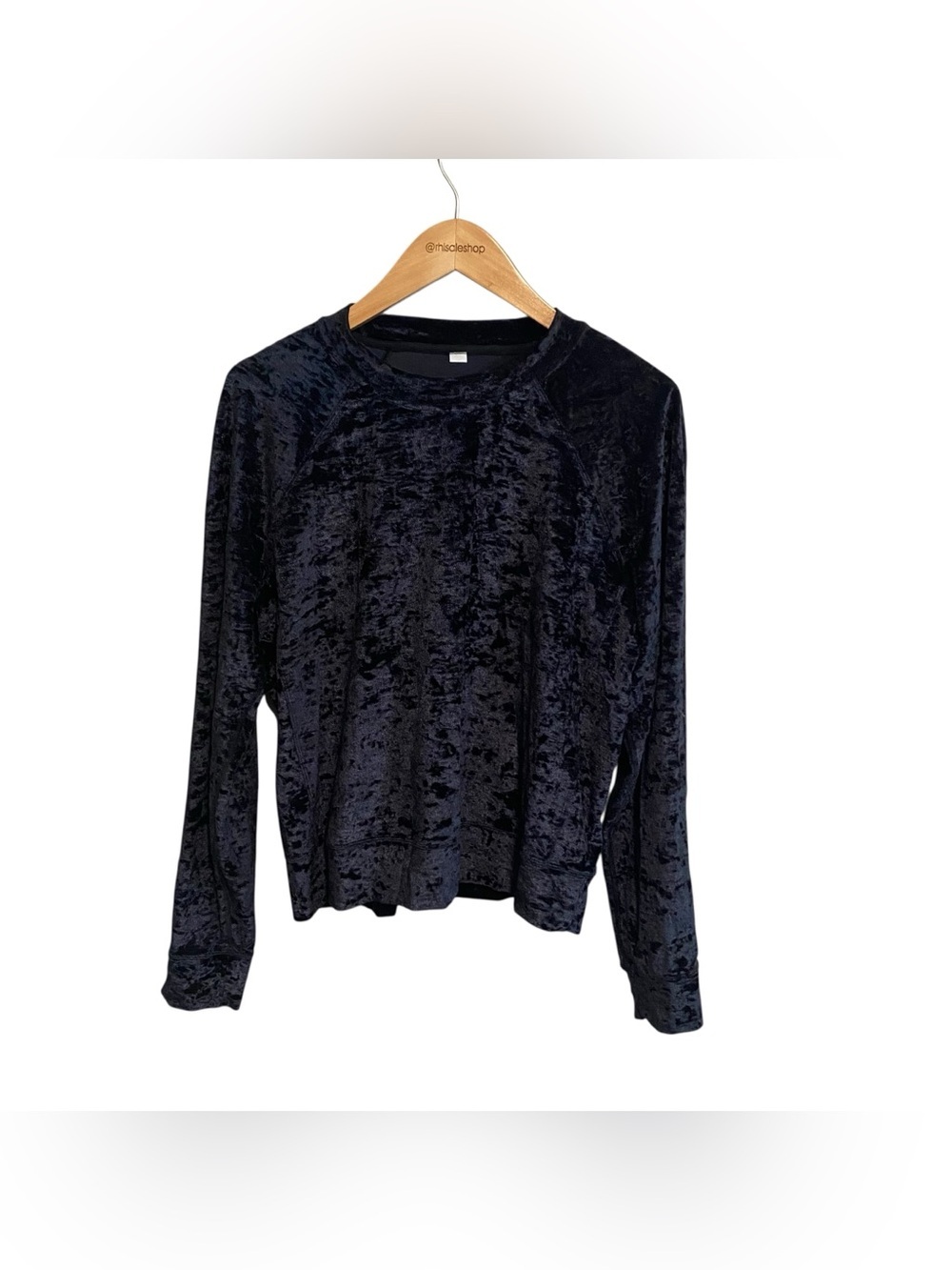 Lululemon Black Warm Down Crew *Crushed Velvet Pullover Long Sleeve Top 8/M